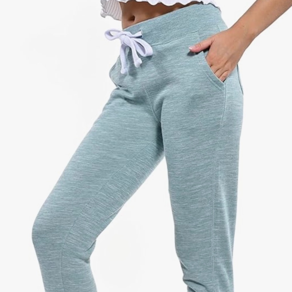 New Women's Joggers Lightweight Ultra Soft Fleece 4 Pockets Marble Smoke Teal XS